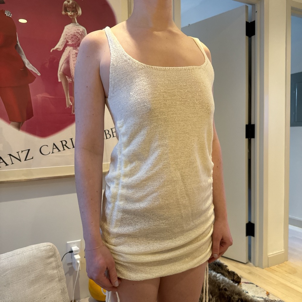 Cream Knit Sleeveless Dress